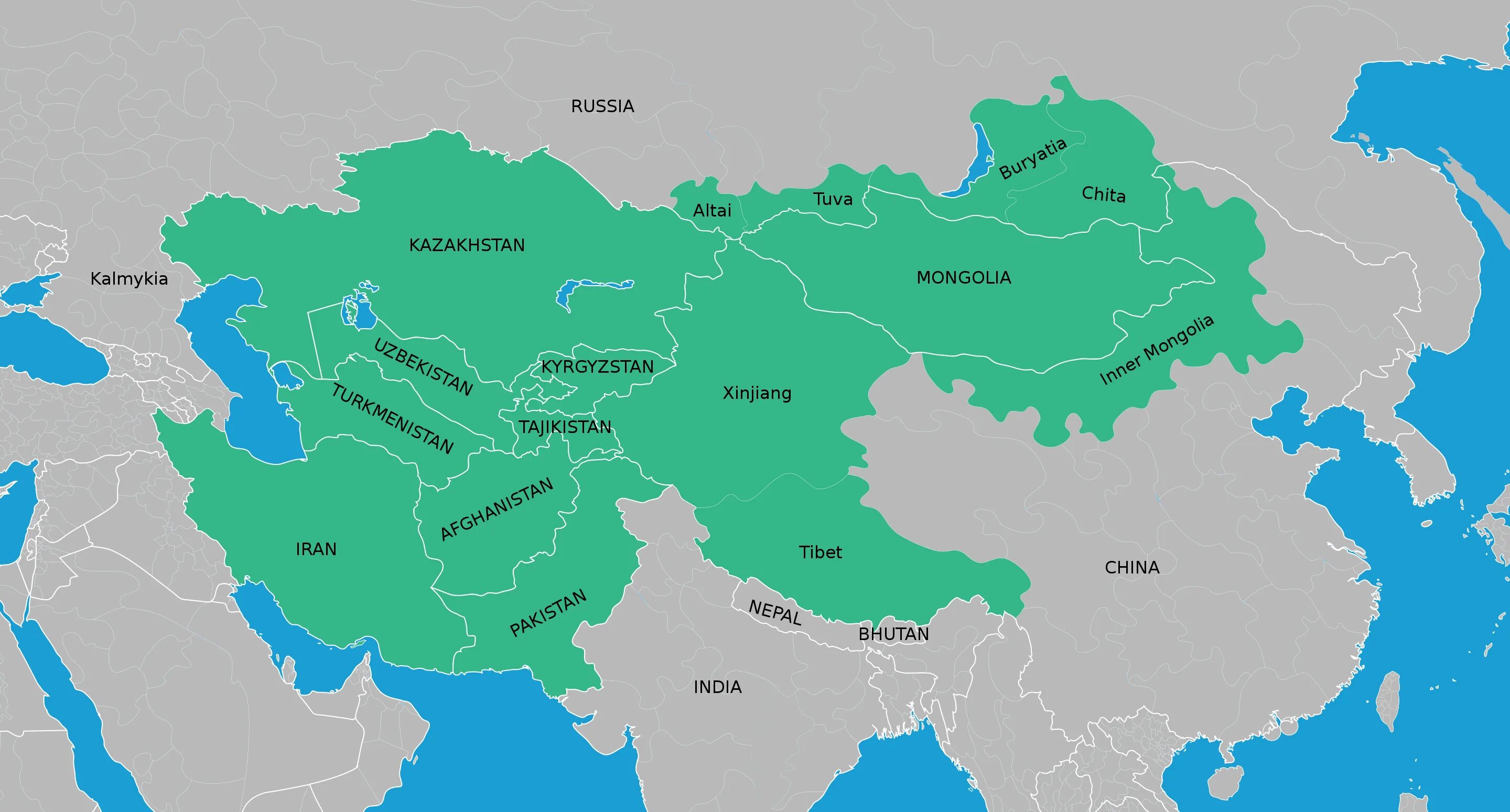 Asia area. Карта центральной Азии и Монголии. Внутренняя Азия. Внутренняя Азия на карте. Центральная внутренняя Азия.