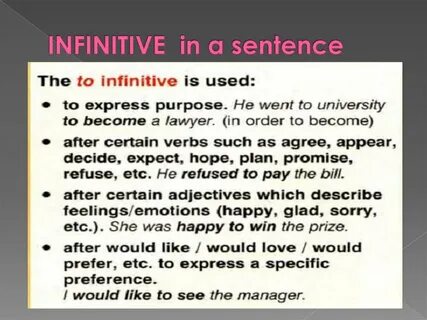 Infinitive sentences examples