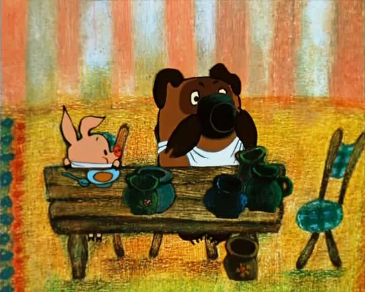пух в гостях. винни пух советский дом кролика. винни и пятачок в гостях у кролика. винни пух пятачок и кролик. винни и пятачок в гостях у кролика.