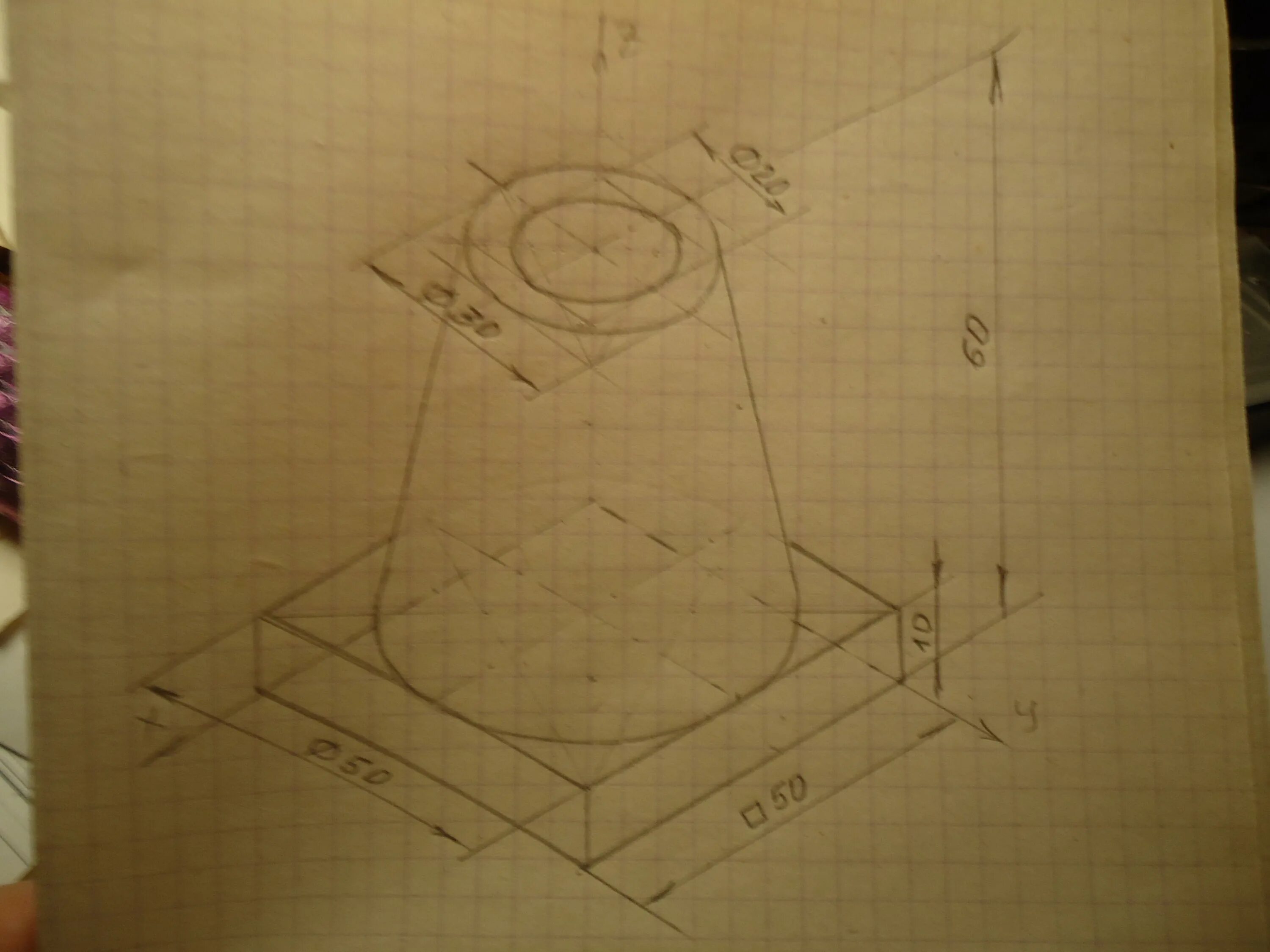 Начертите по описанию деталь называемую втулкой. Деталь втулка представляет собой усеченный конус. Фронтальный разрез детали на чертеже. Опишите общую форму детали втулки. Втулка под конус 76мм.