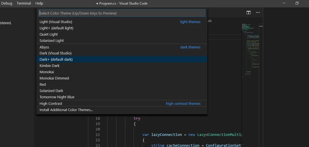 Visual studio выравнивание кода. Visual studio темы. цветовые темы для visual studio code. visual studio 2025 интерфейс. редактор кода vs code.
