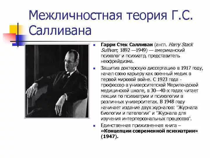 Теории межличностных отношений. Г Салливан теория личности.