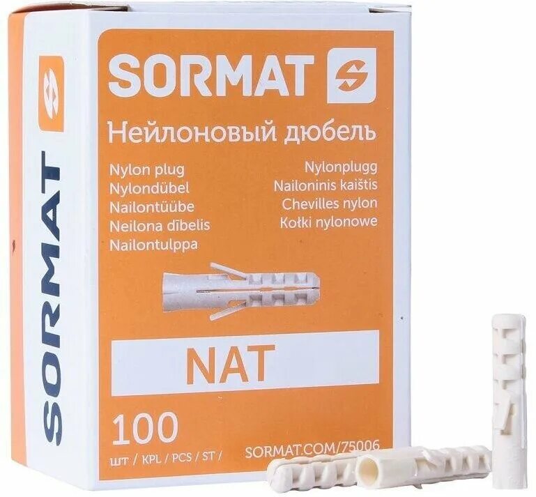 Сормат 6мм дюбель нейлоновый. Дюбель распорный ус полиамидный nat 6х30мм 1000шт/уп sormat 75006. Нейлоновый дюбель nat 6 sormat. ). Дюбель сормат 6х40 упаковка.
