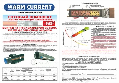 Греющий кабель характеристики