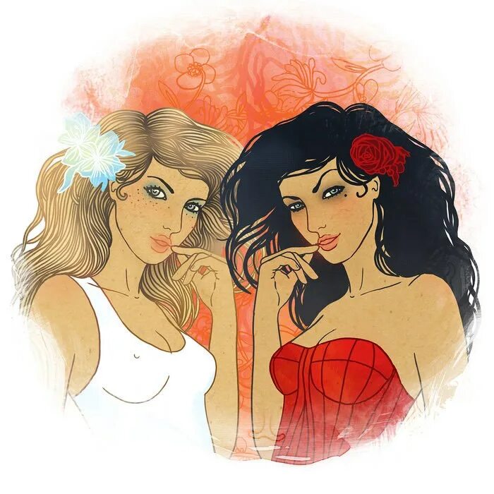 Две девушки арт. Пары знаков зодиака арты. Женщина близнецы. Знак зодиака близнецы мужчина. Эльф вампир.