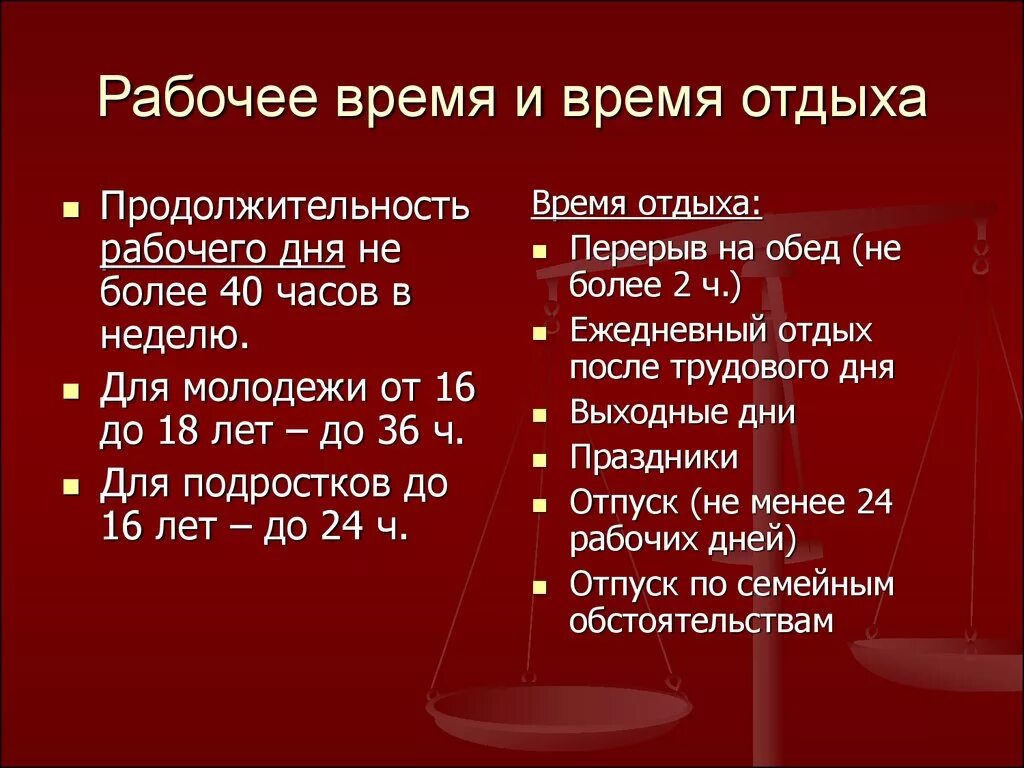 Трудовое законодательство рабочее время
