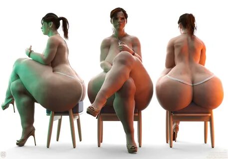 ass, back view, bbw, big ass, breasts, brown hair, cellulite, chair, earrin...