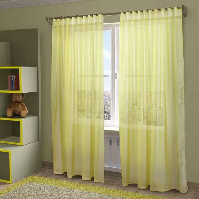 Dpnamron Linda Sheer Voile Panel/curtain/drape, 55 x 84-Inches, Bright Yellow