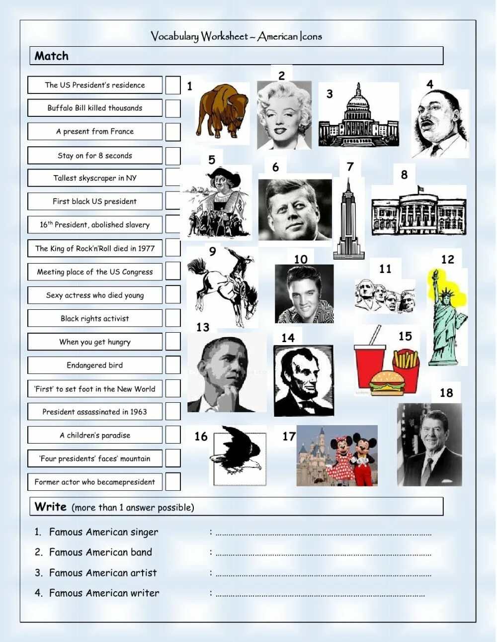 Who is who vocabulary. Задания по теме famous people. США Worksheets. Vocabulary Worksheets. Worksheets USA английский язык.