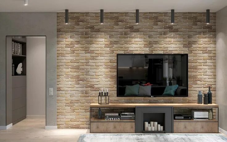 Декор из кирпича на стене в гостиной Brick Wall Kitchen Wallpaper Home Decoration 3 3d Rolls Tv AliExpress