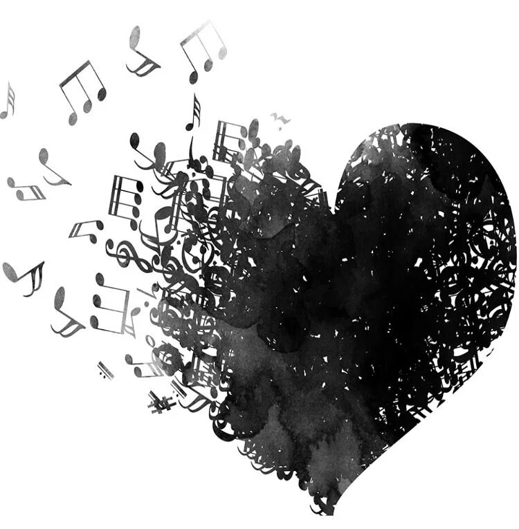 Стало черно белым песня. Музыкальные рисунки. Сердце из нот. Ноты сердце. Музыкальная абстракция.