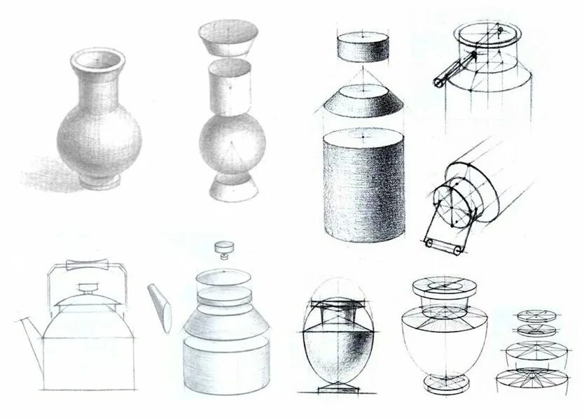 Изобразить предмет быта. Конструктивное построение Крынки. Построение предметов. Рисование с натуры предметов комбинированной формы. Зарисовки предметов комбинированной формы.