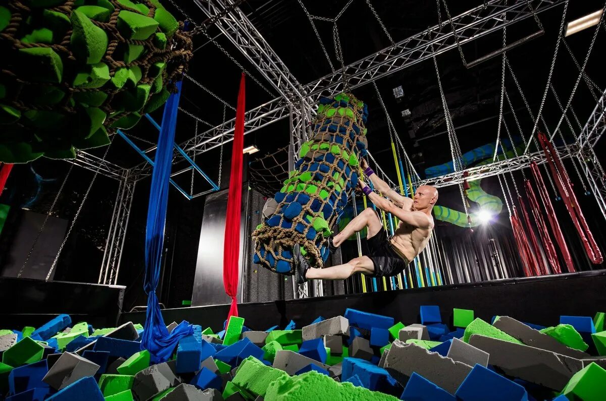 6 развлечения. Батут цирк. Trampoline Park. Obstacle course Aerial.