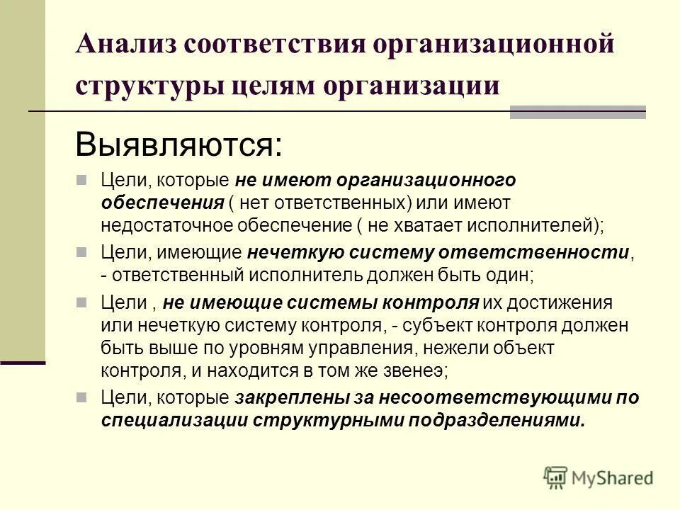 Этап анализа соответствия