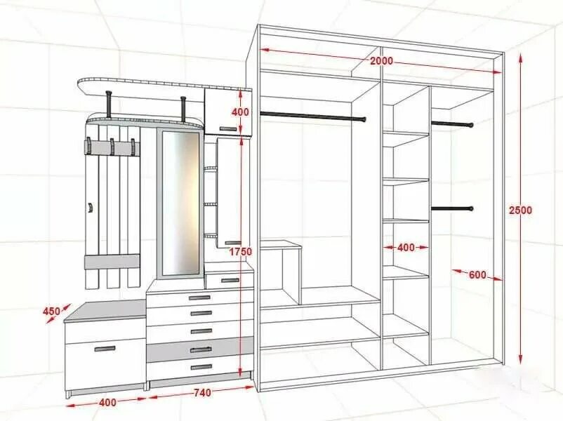 Встроенный шкаф в прихожей размеры. Проекты встроенных шкафов в прихожую. проект шкафа купе в прихожую. проект прихожей с размерами. прихожая чертеж.