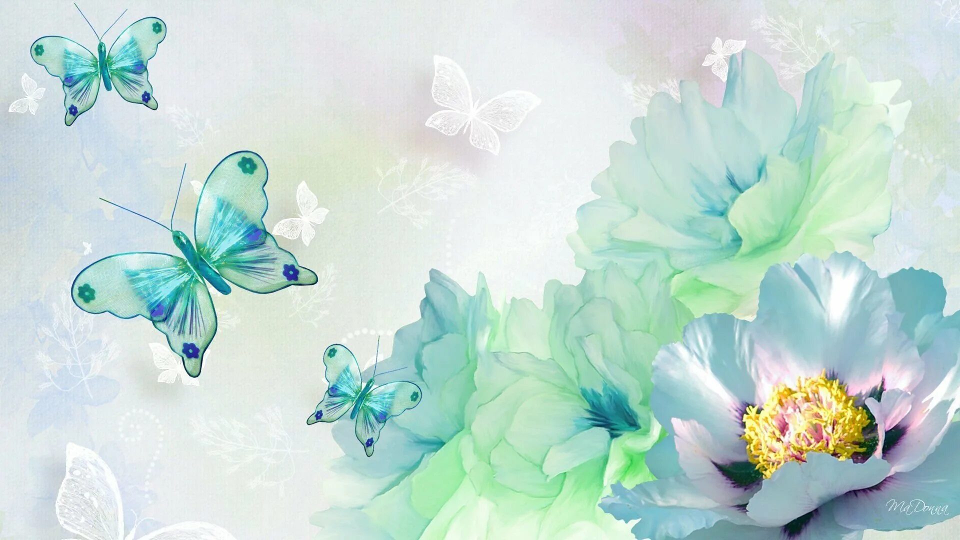 Обои фон бабочка. Бирюзовые цветы. Цветочный фон. Фон бабочки. Фотообои с бабочками и цветами.