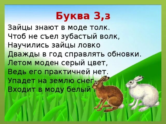 Найдите в тексте как акинтич говорит зайцы. Буква з заяц. как говорит заяц. ловкий заяц. что знаете о зайцах.