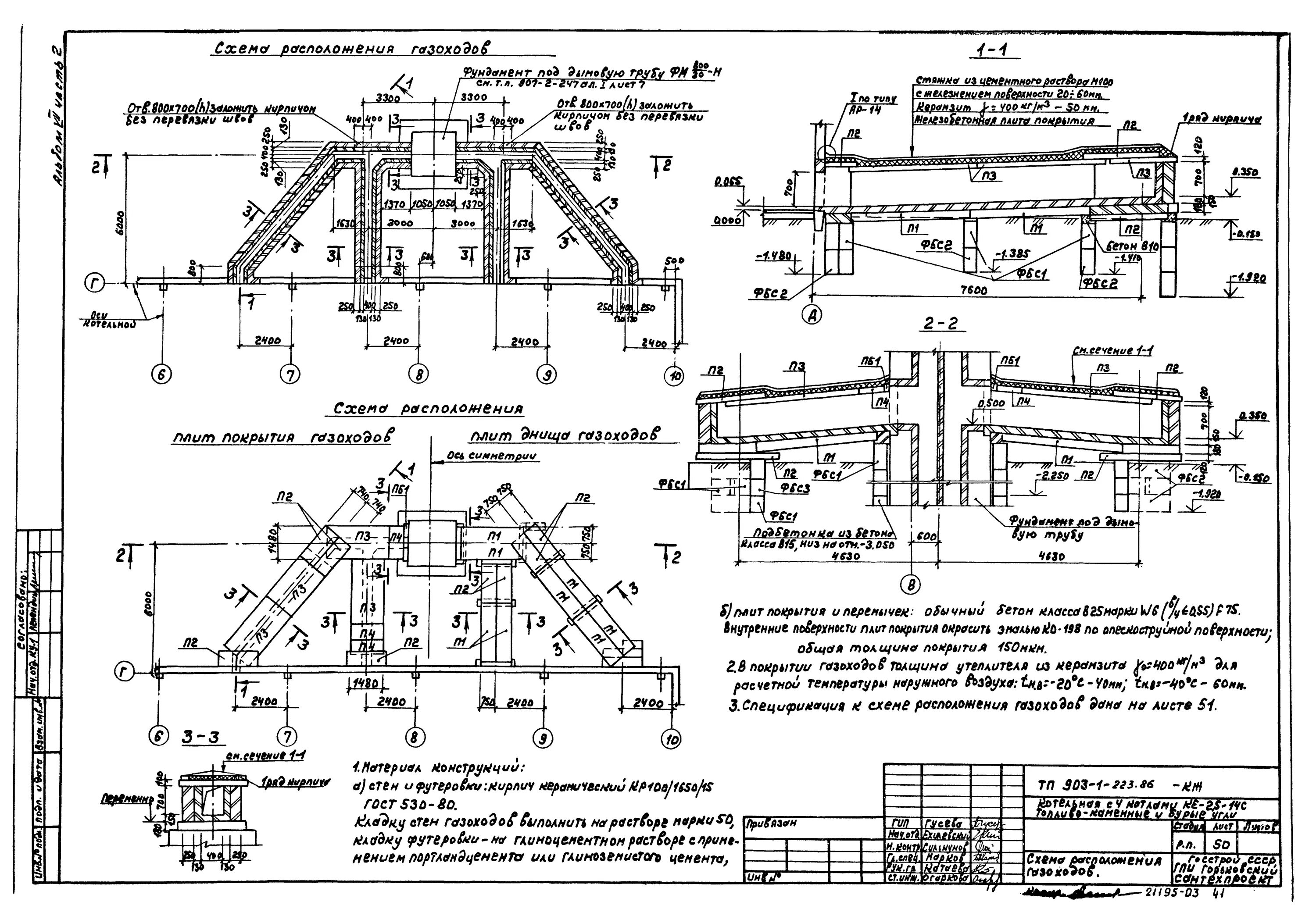 Пособие к сп бетонные. Схема футеровки газоходов. Типовой проект заводов по изготовлению железобетонных конструкций. Секция №2 газахода ДСП.