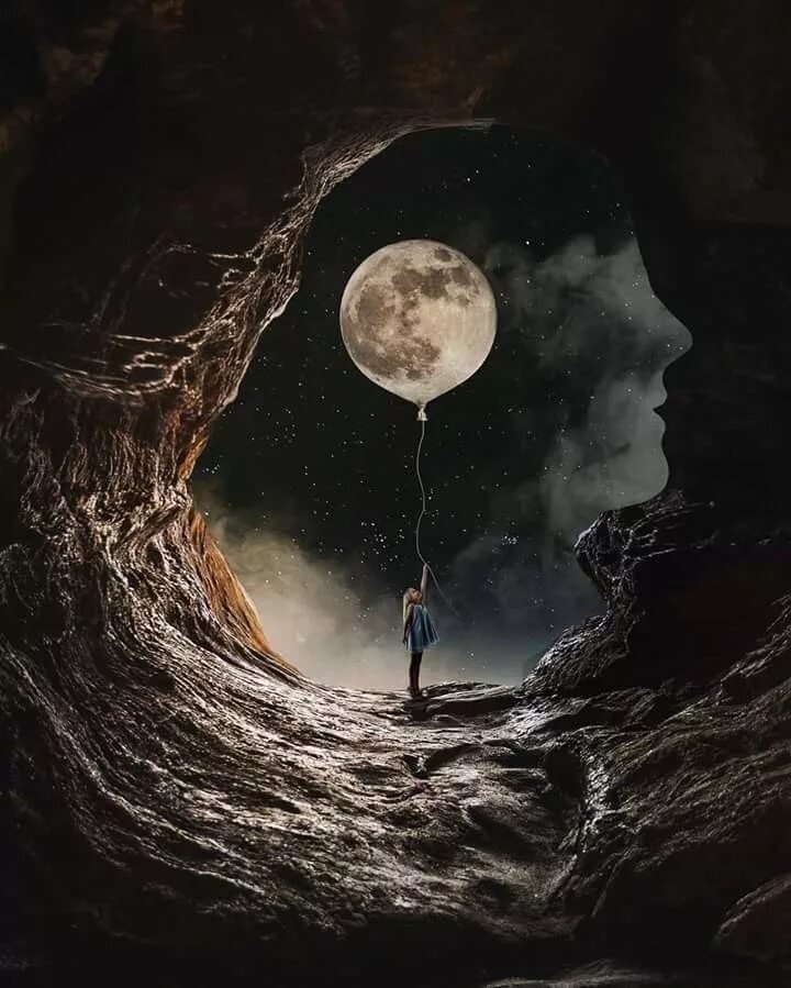 Lonely moon. Сюрреализм. Сюрреалистические пейзажи. Луна сюрреализм. Необычная Луна.