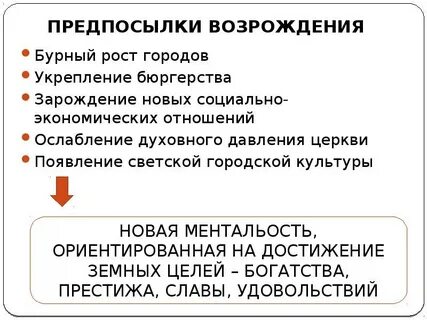 Назовите причины возрождения
