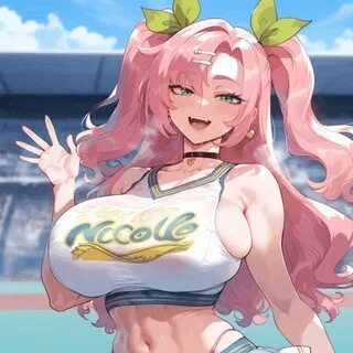 Chat with Nicole, the Cheerleader anime game.