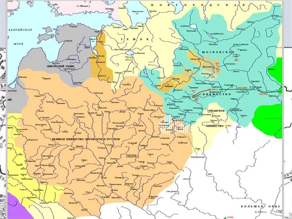 Русские земли под властью литвы. Карта Руси 14 века и Литвы. Литва в 15 веке карта. Великое княжество Литовское карта 14 век. Великое Литовское княжество и Московское 14 век карта.