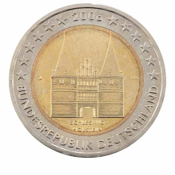 Евро 2006 года. 2 Евро Германии 2006 Шлезвиг-Гольштейн g. Берлинский монетный двор. Германия 2 евро 2006 Шлезвиг a. Монетные дворы Германии.