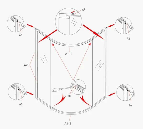 Схема сборки стеклянной полукруглой душевой кабины. Схема сборки стеклянной душевой кабины. Схема сборки поддона душевой кабины. Схема сборки квадратной душевой кабины. Сборка угловой кабины