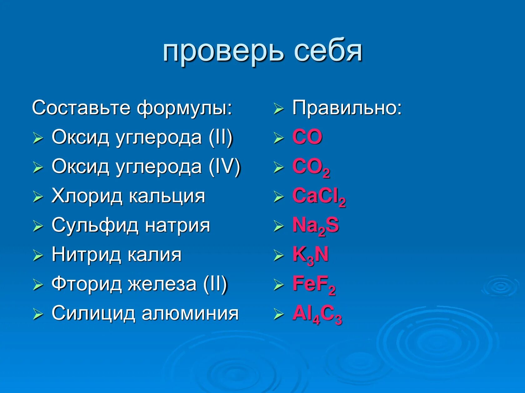 Составьте формулы оксида калия оксида углерода