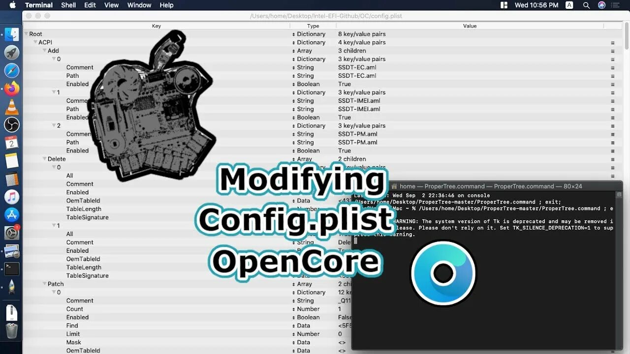 Opencore config. Opencore config plist. Open Core. Propertree. Modify configurations