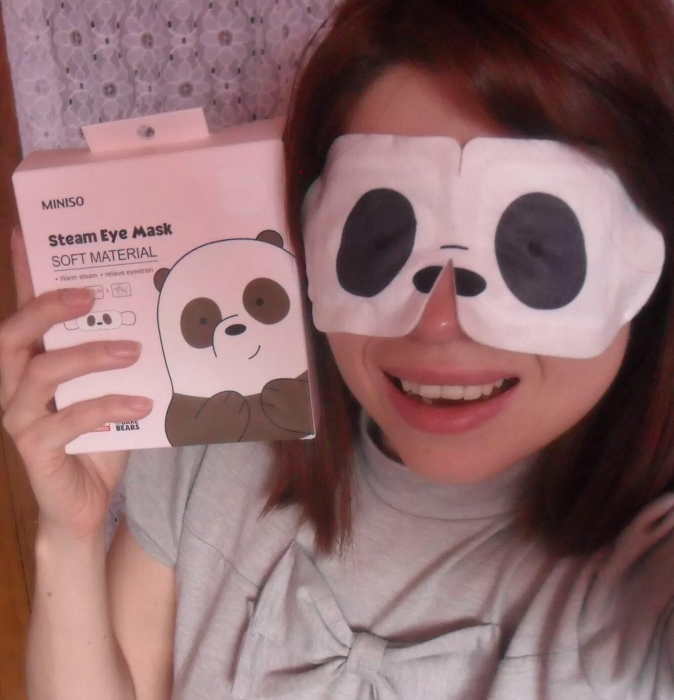 Маска что будут петь. Miniso маска. Steam Eye Mask Miniso. Bare Bears маски для лица. Miniso маска для лица.