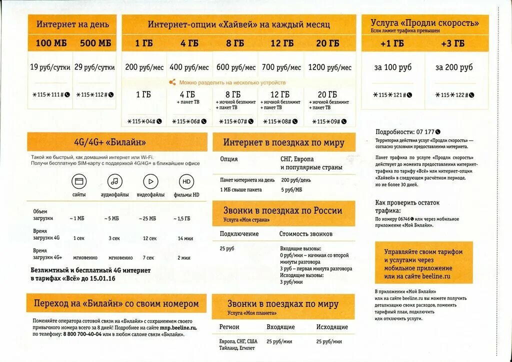 Трафики на билайн на телефон