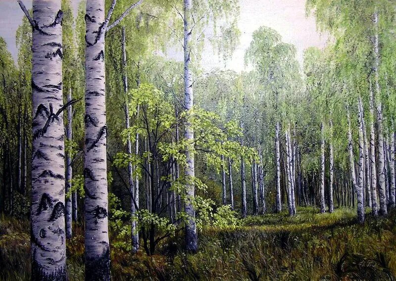 левитан берёзовая роща картина. деревня живопись курицын.