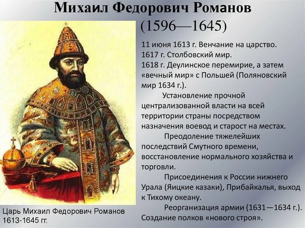 История царствования алексея михайловича. Реформы Михаила Федоровича Романова 1613-1645. Правление Михаила Федоровича 1613-1645. Правление Михаила Романова 1613 1618 годы.