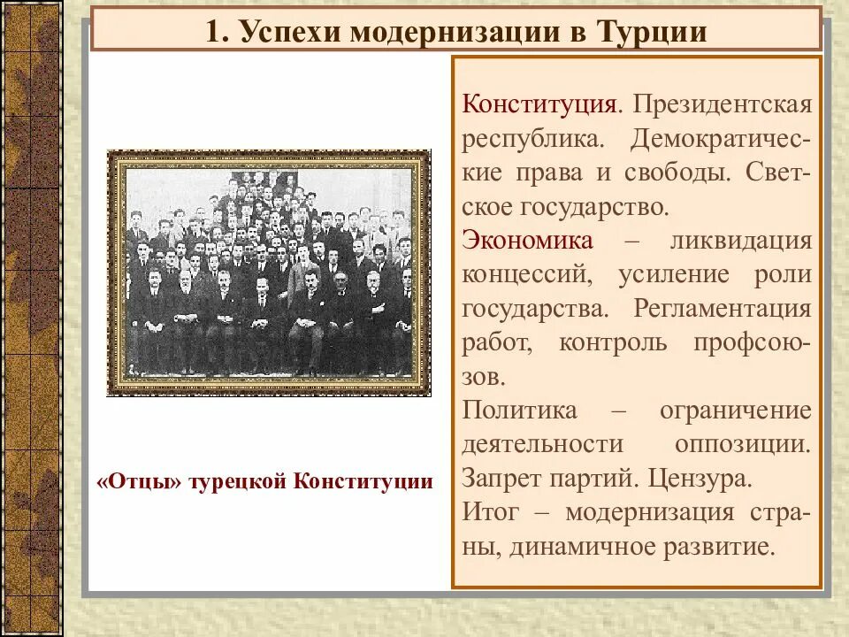 Успехи модернизации в Турции. Особенности модернизации Турции. Модернизация в Турции 20 век. Успехи модернизации в странах Азии. Запрет деятельности партии