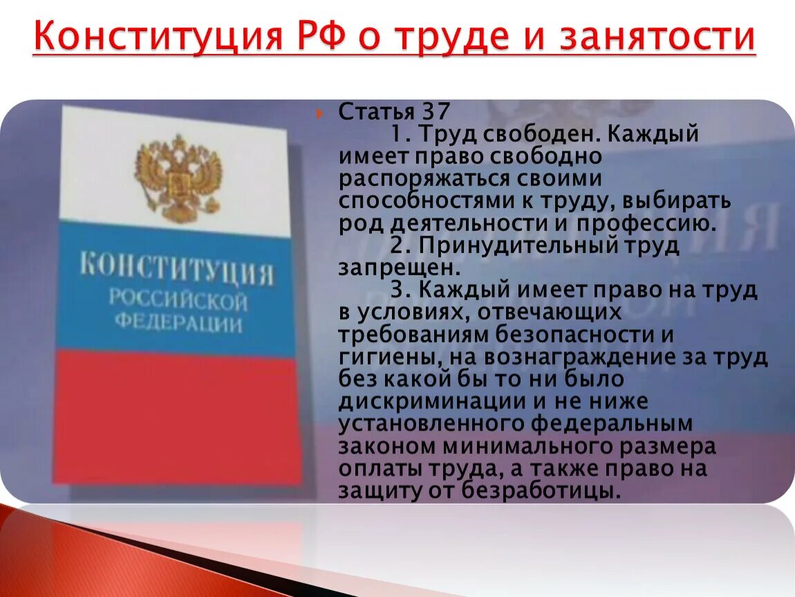 Какие из перечисленных прав гарантирует конституция. Положения Конституции РФ по охране труда. Конституция о труде. Труд в Конституции РФ. Право на труд статья.