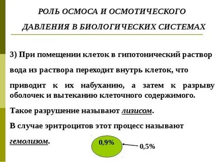Биологическая роль осмоса