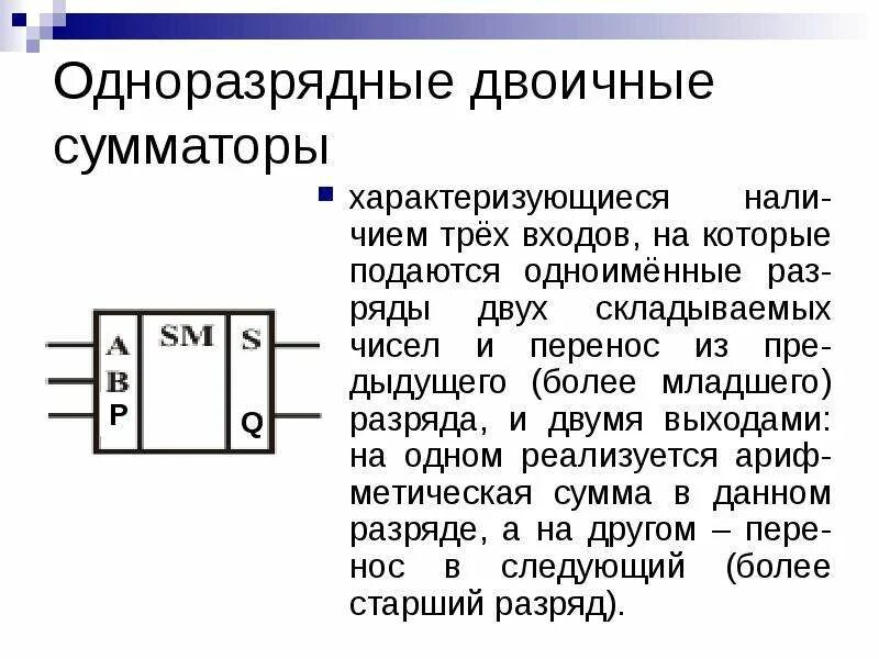 Полусумматор двоичных чисел. Полный одноразрядный сумматор. сумматор полусумматор триггер. полный одноразрядный сумматор схема. одноразрядный полный двоичный сумматор схема.