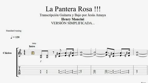 Tablatura Pantera Rosa : tubepartitura: La Pantera Rosa Partitura para.