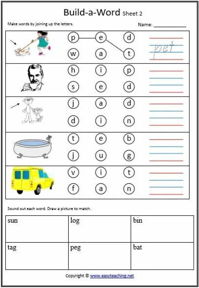 CVC Word building Worksheets. Build a Word Worksheet. CVC Words Worksheets for Kids. Words and buildings.