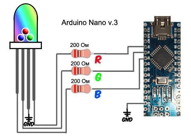 Схема подключения ардуино нано. Схема подключения rgb светодиода к ардуино. схема подключения ргб светодиода к ардуино. подключение ргб светодиода к ардуино нано.
