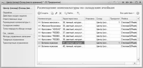 Справочник склады