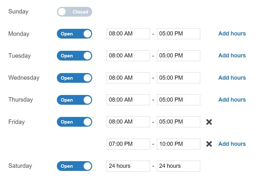 Opening hours. Open Set. Opening hours как задать вопрос. UI Closr.