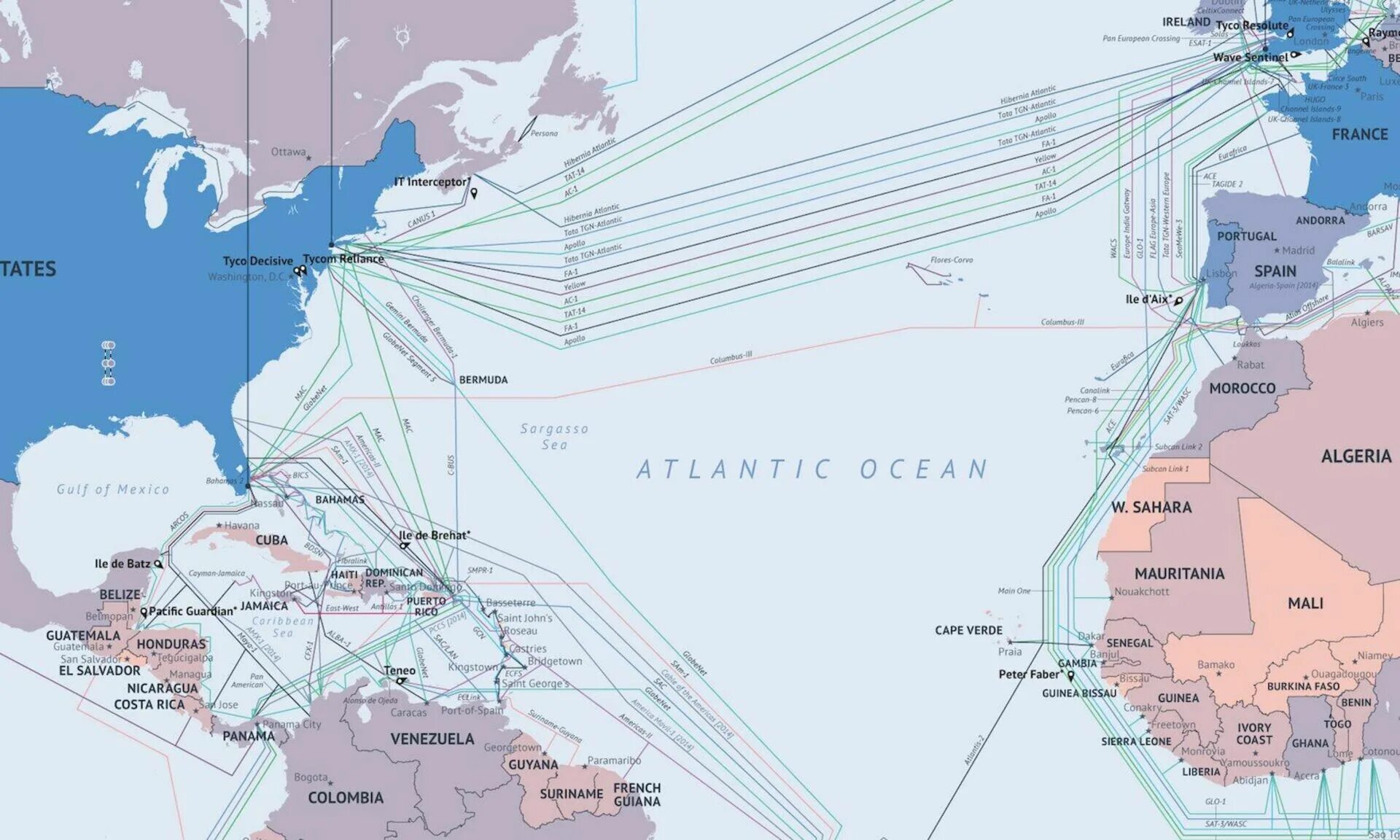 Кабели интернета в мире. Карта подводных оптоволоконных кабелей. Схема подводных интернет кабелей между Европой и Америкой. Карта подводных кабелей интернета. Схема подводных интернет кабелей.