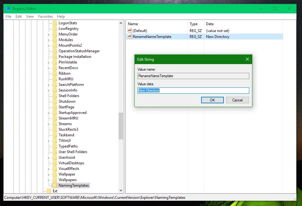 Что такое default в компьютере. HKEY_current_user\software\Microsoft\Windows\CURRENTVERSION\Explorer\user Shell folders. Дефолт файл. Edit file name in Windows. New directory