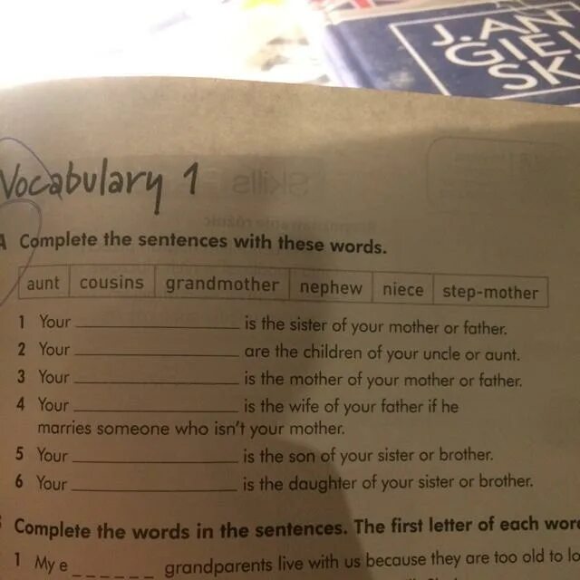 Complete the sentences with these Words