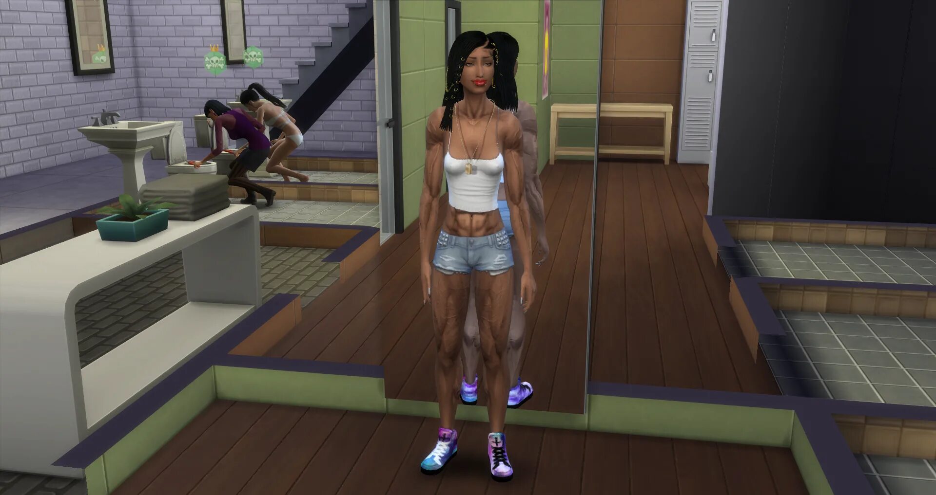 Ловерслаб симс 4. SIMS 4 спортсменка. SIMS 4 muscle female. SIMS 4 культурист. Whickedwhims анимации