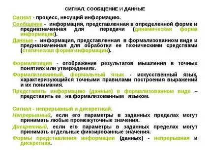 Сообщения данные сигнал информация