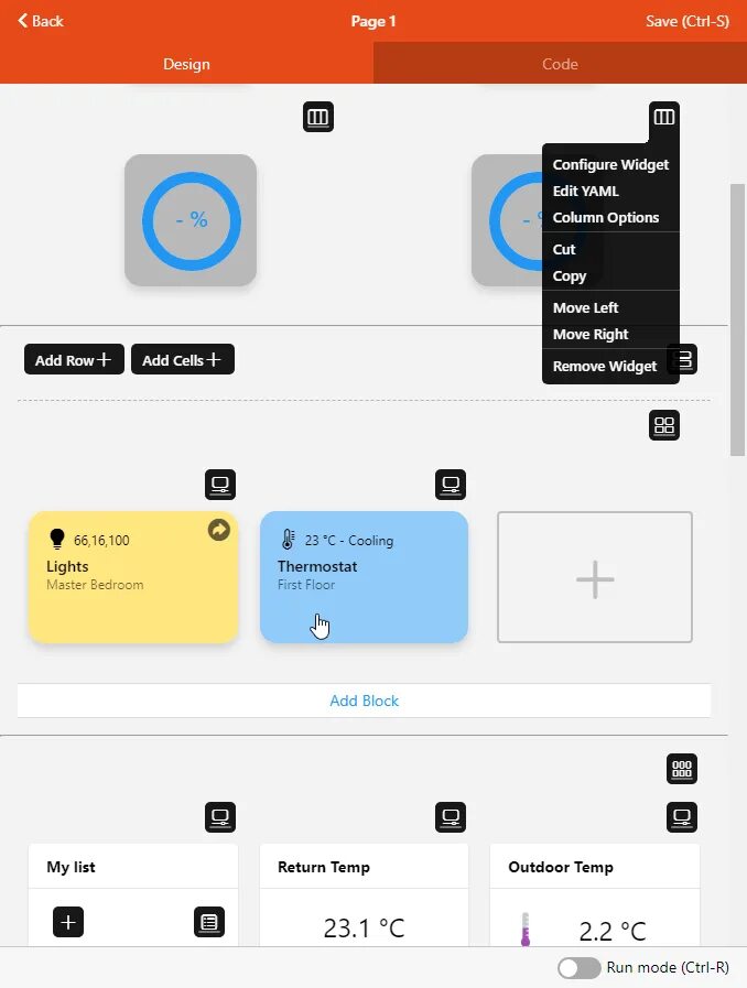 Widget context