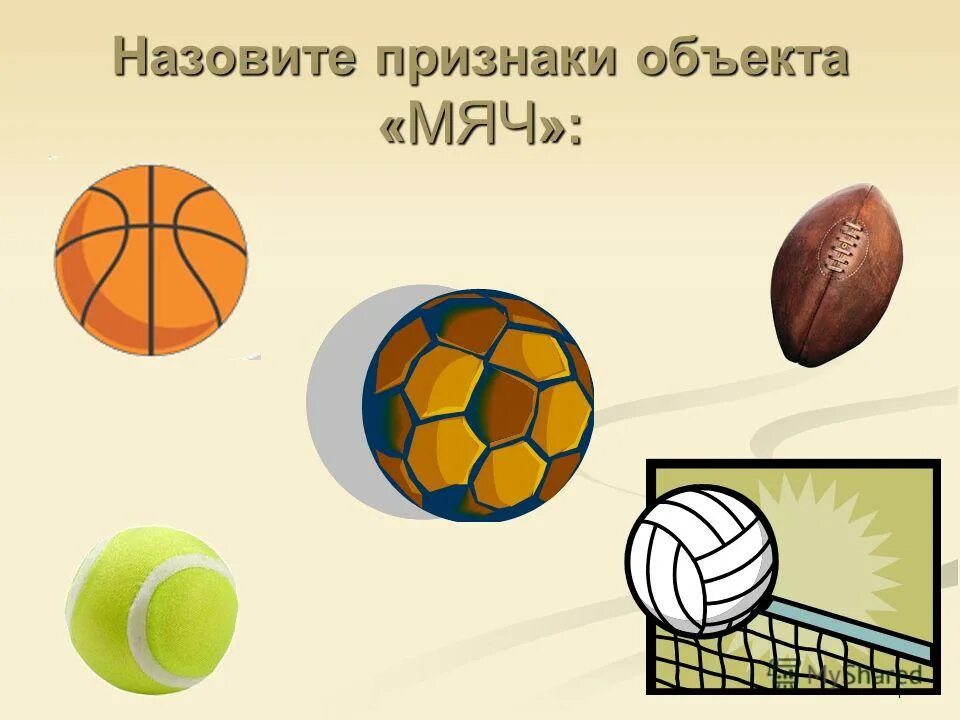 Назови 1 любой предмет. Мяч признаки предмета. Объект мяч. Обследование предмета мяч. Подбери признаки мяч.